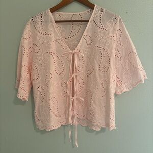 Pink 100% Cotton Eyelet Lace Top